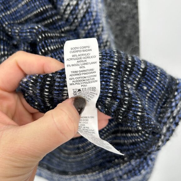 LUCKY BRAND *Flawed* Blue Gray Knit Wool Blend Open Cardigan Sweater Size Medium - Picture 8 of 9